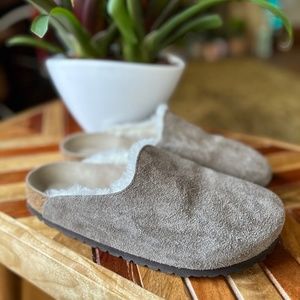 Birkenstock Amsterdam Shearling Suede Leather Concrete Grey NWOT $140